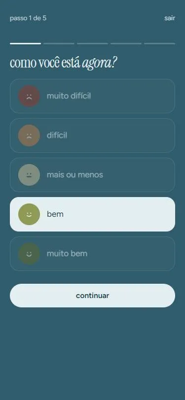 Diário da paciente perguntando como ela está agora